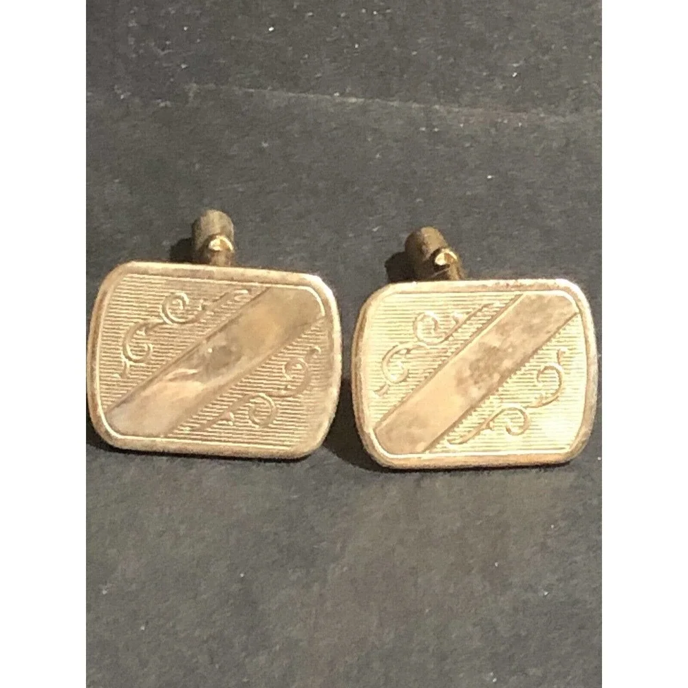 Vintage Gold Tone Scroll Cuff Links